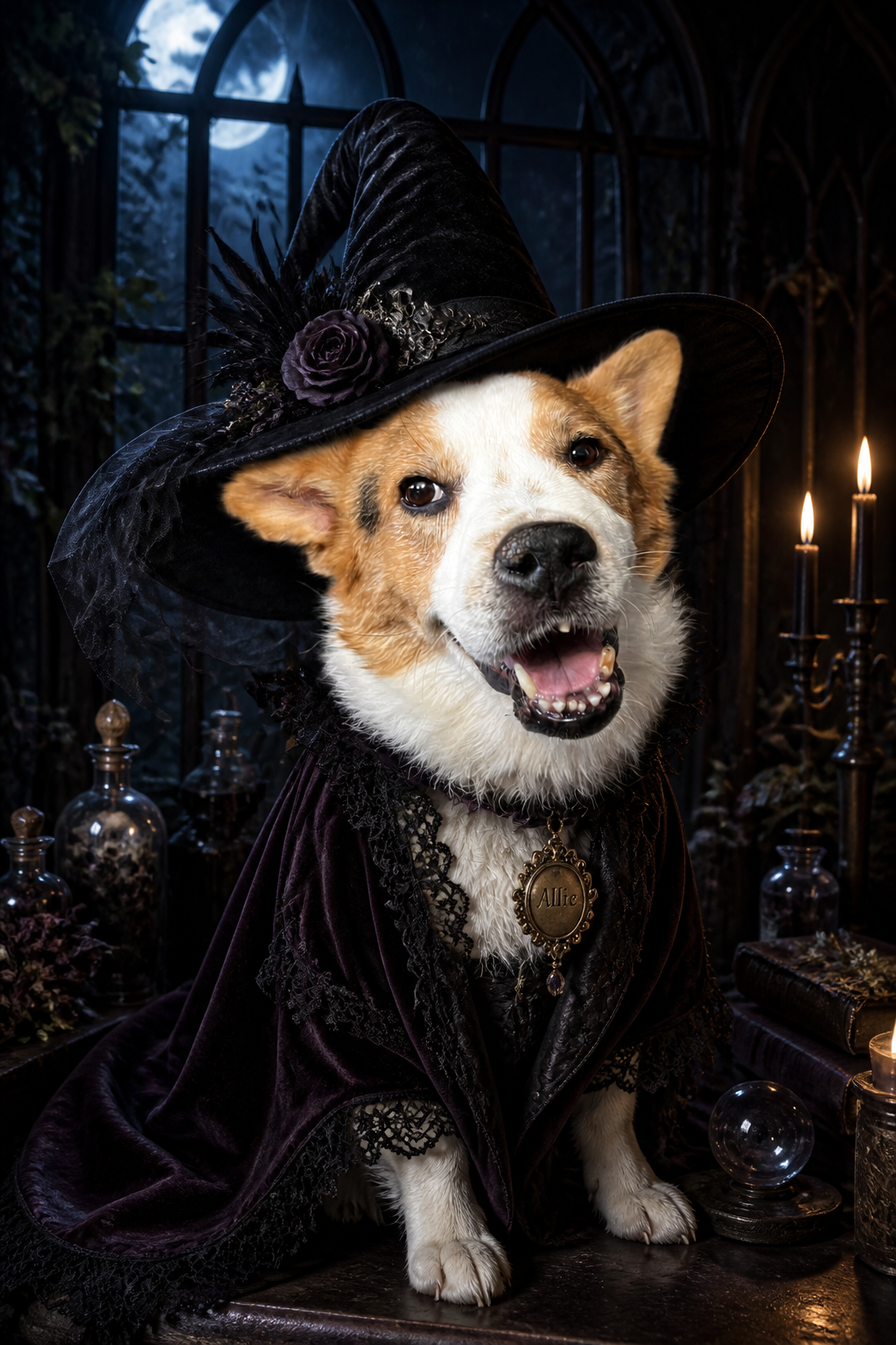 Dog transformed into a Gothic pet portrait