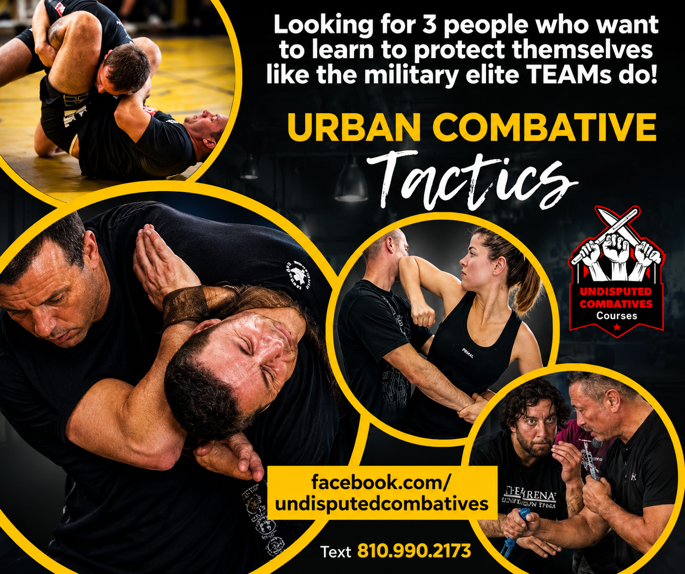 Coach Herb demonstrating urban combative tactics with training partners