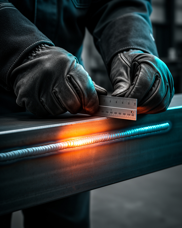 Close inspection of a finished weld