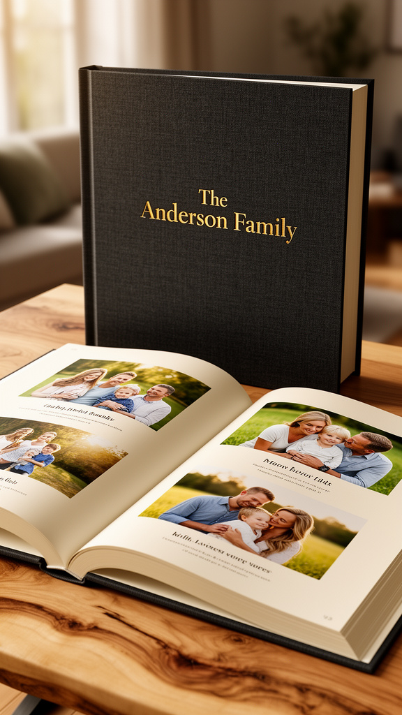 A Forevery hardcover sample book with an open interior spread