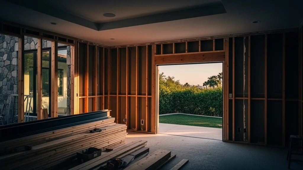 Interior framing during a selective demolition phase