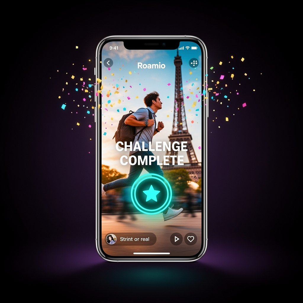 Phone mockup showing challenge complete social content template