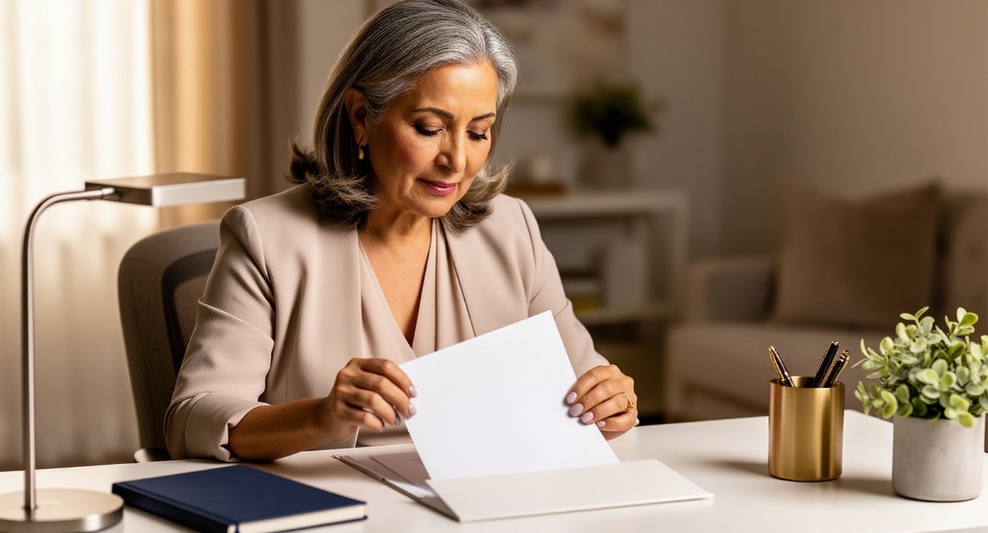 Independent adult organizing personal estate-planning paperwork at home