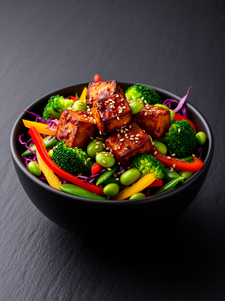 Smoky tofu edamame stir-fry