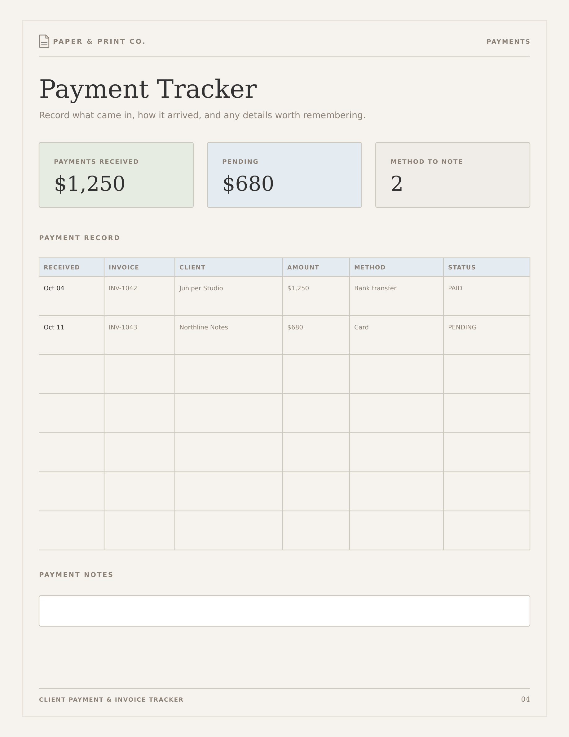 Client payment and invoice tracker payment status page