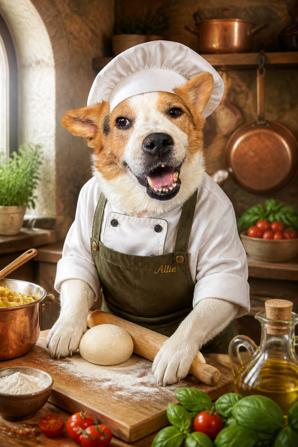 Dog transformed into a Chef pet portrait