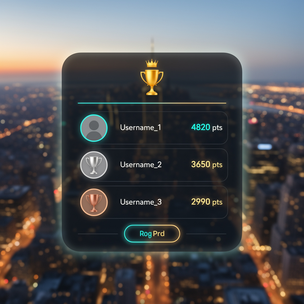 Glass morphism leaderboard UI with ranked players