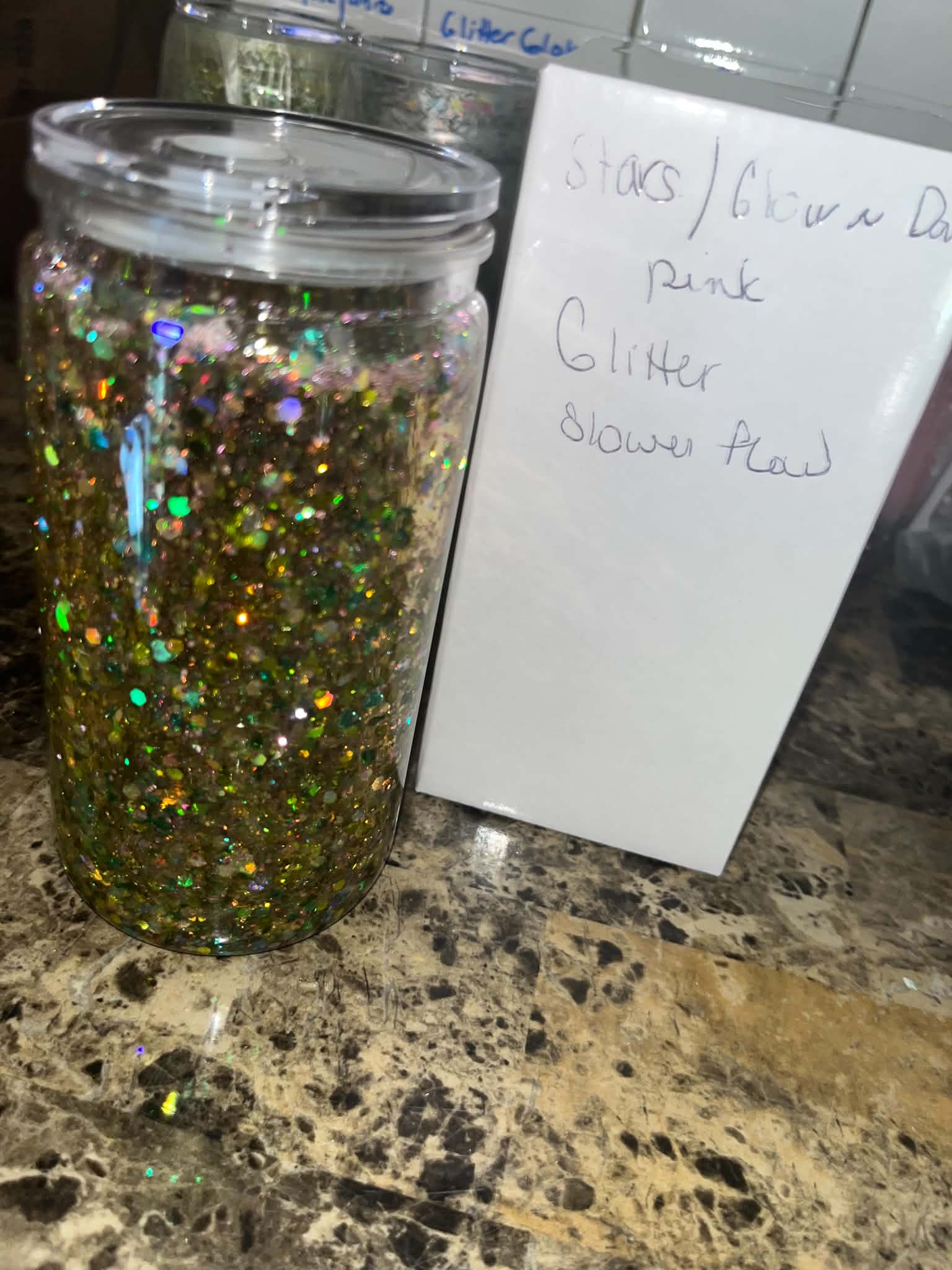 Stars/Glow-in-Dark Pink Glitter