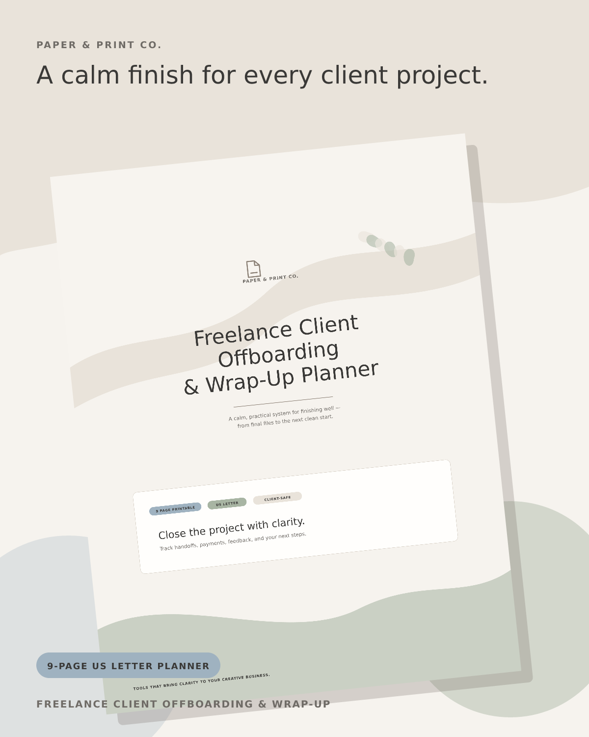 Client Offboarding & Wrap-Up Planner printable planner cover