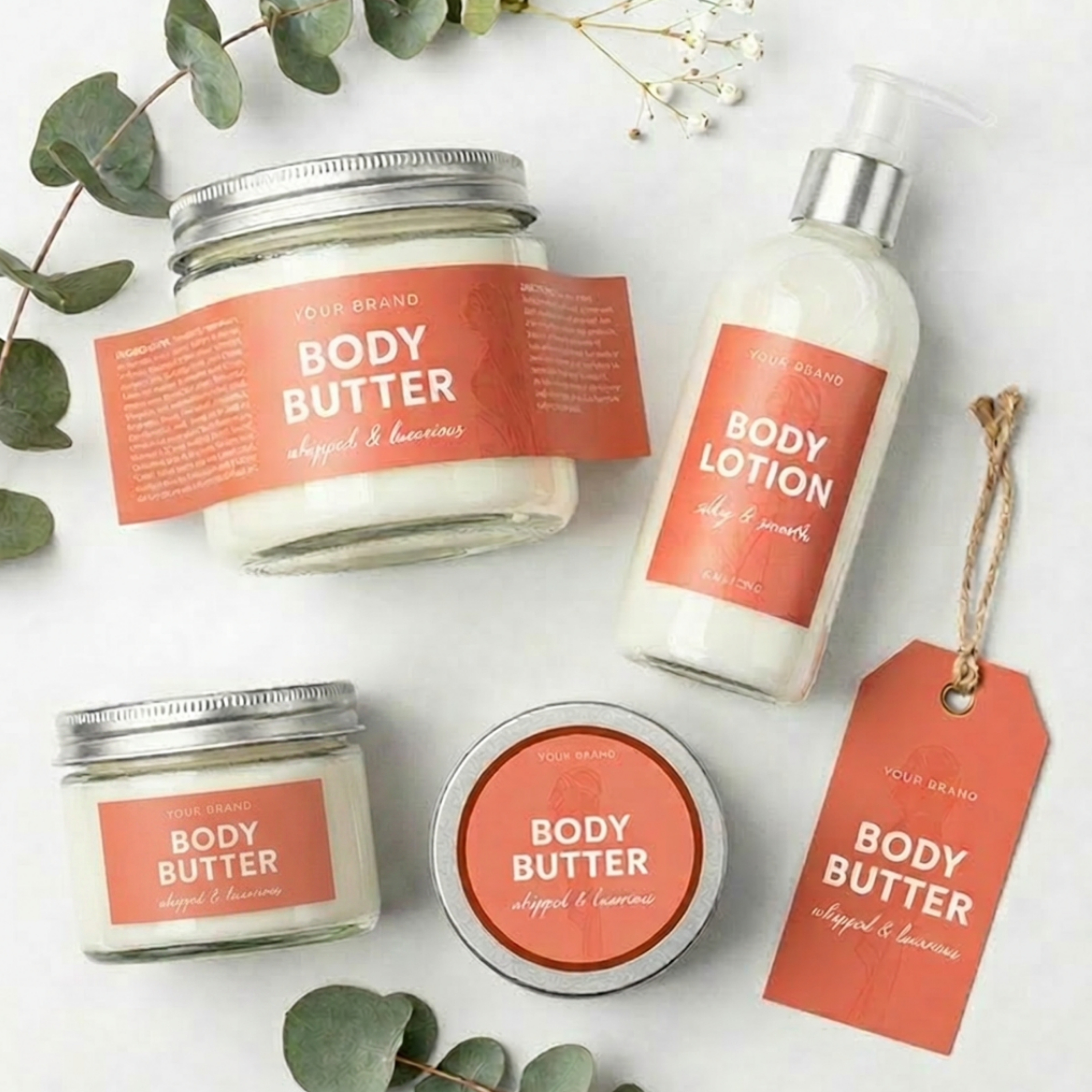 Body Butter label templates flat lay