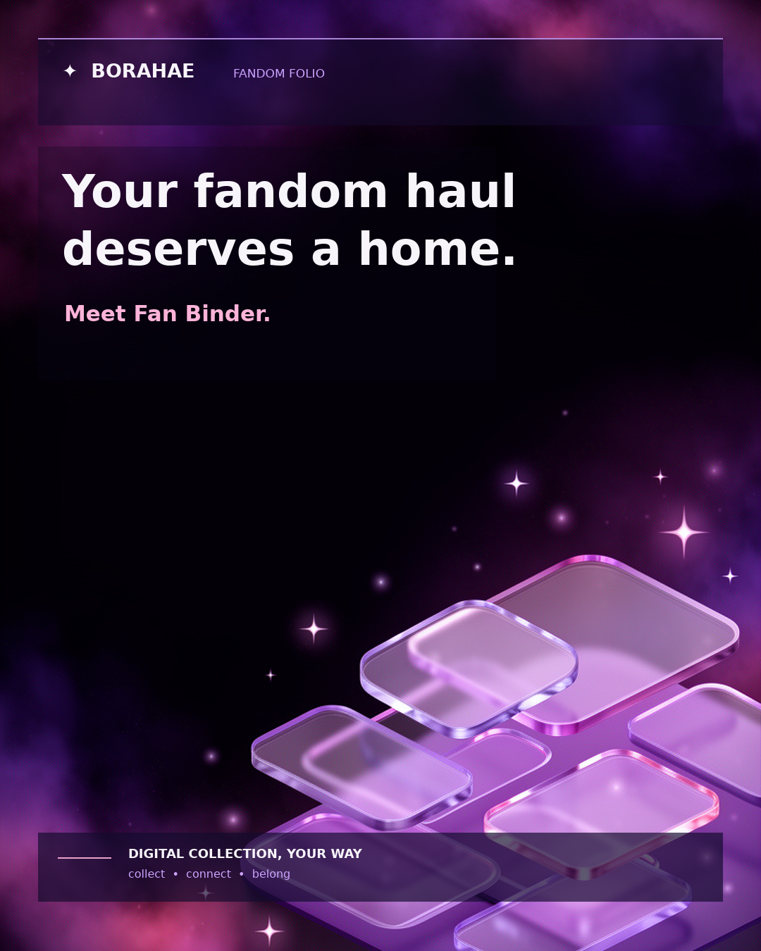 Illustrative Glow Pack preview with a Bora-purple Binder look
