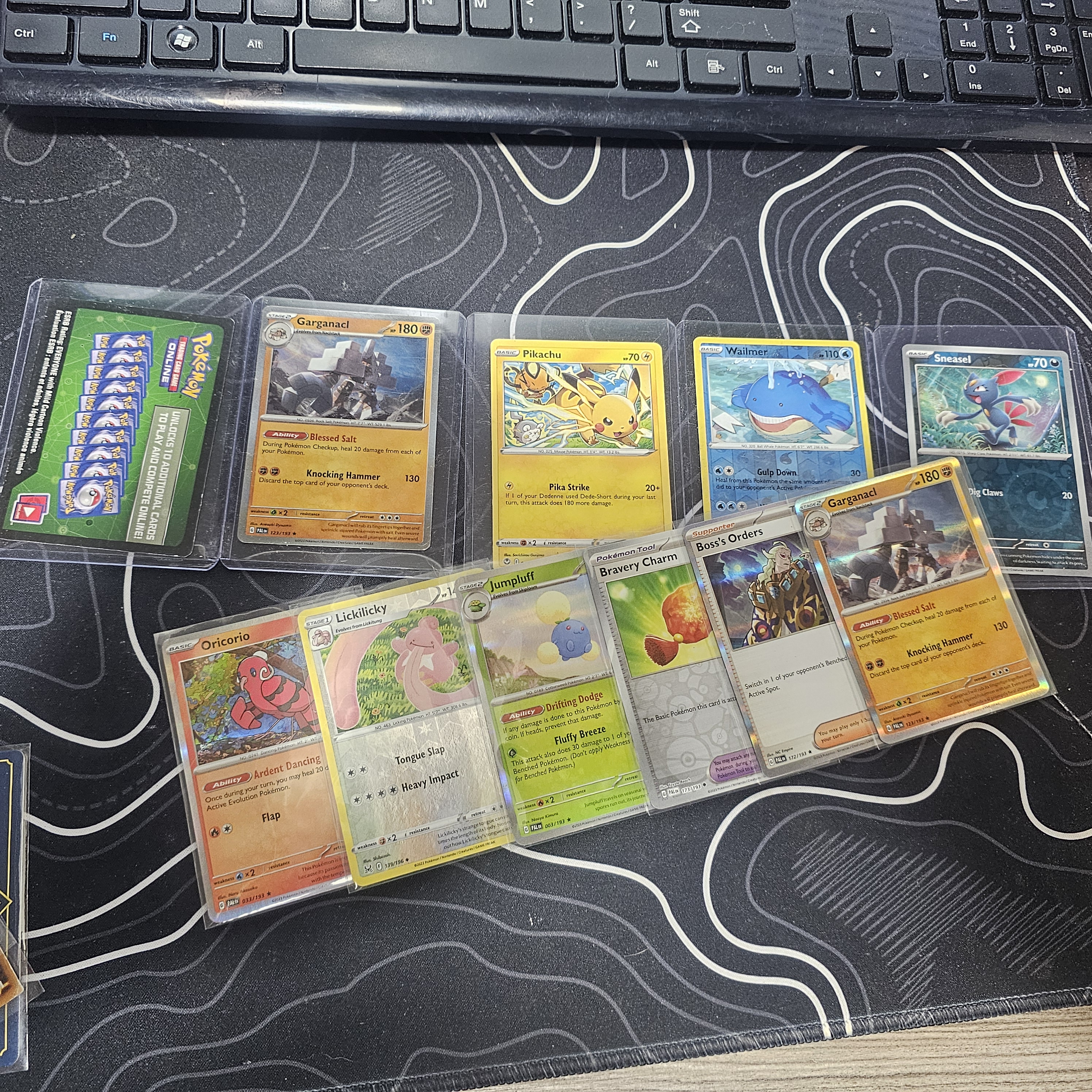 Front-facing spread of collectible cards from a collector's collection