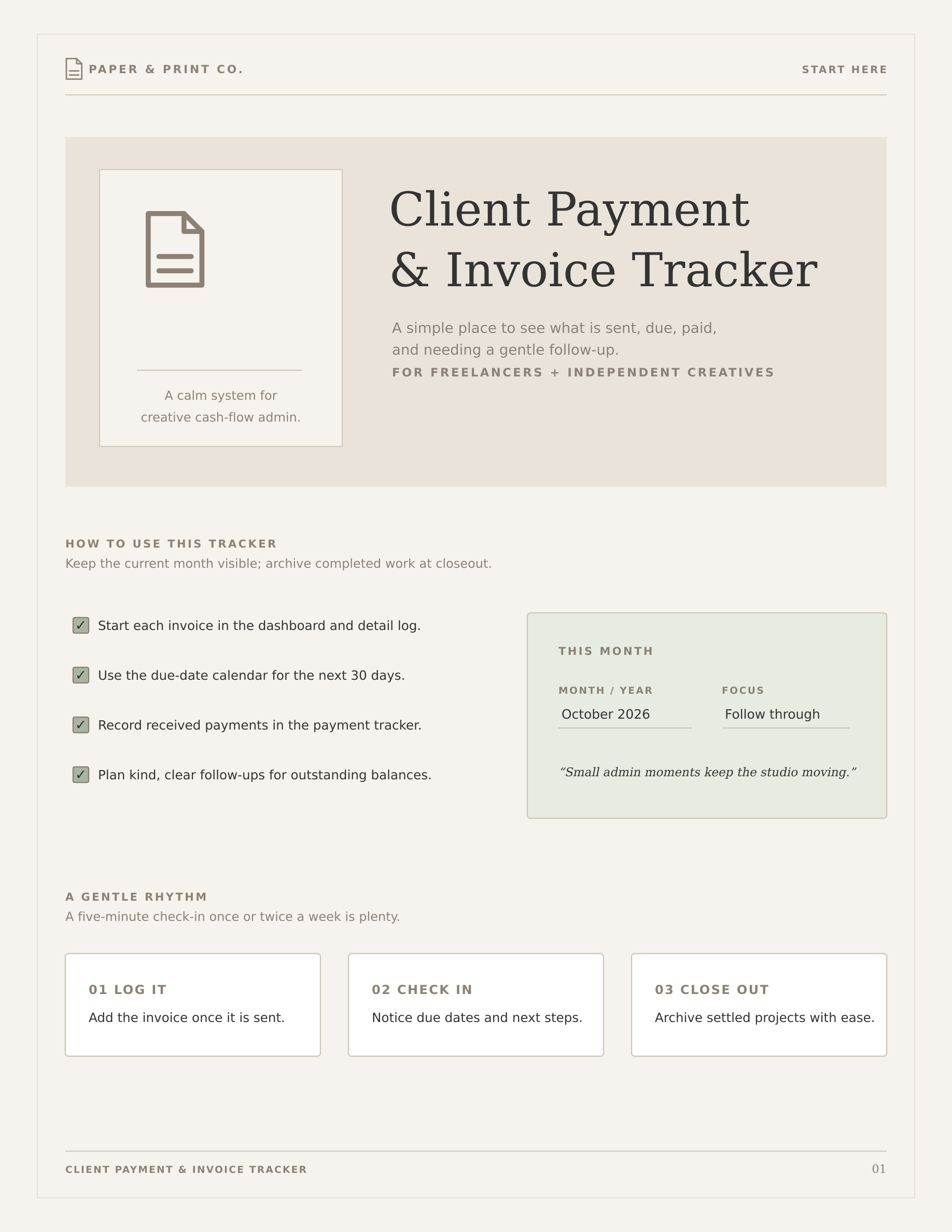 Client Payment & Invoice Tracker printable planner cover