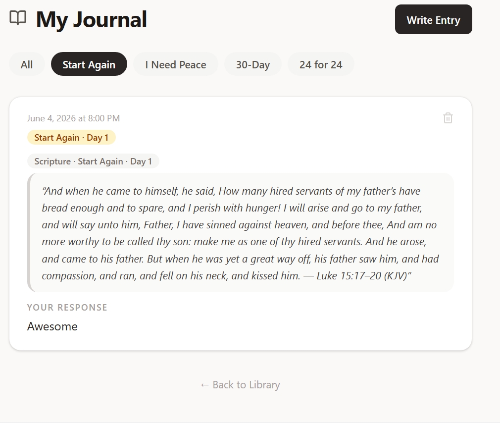My Journal screen