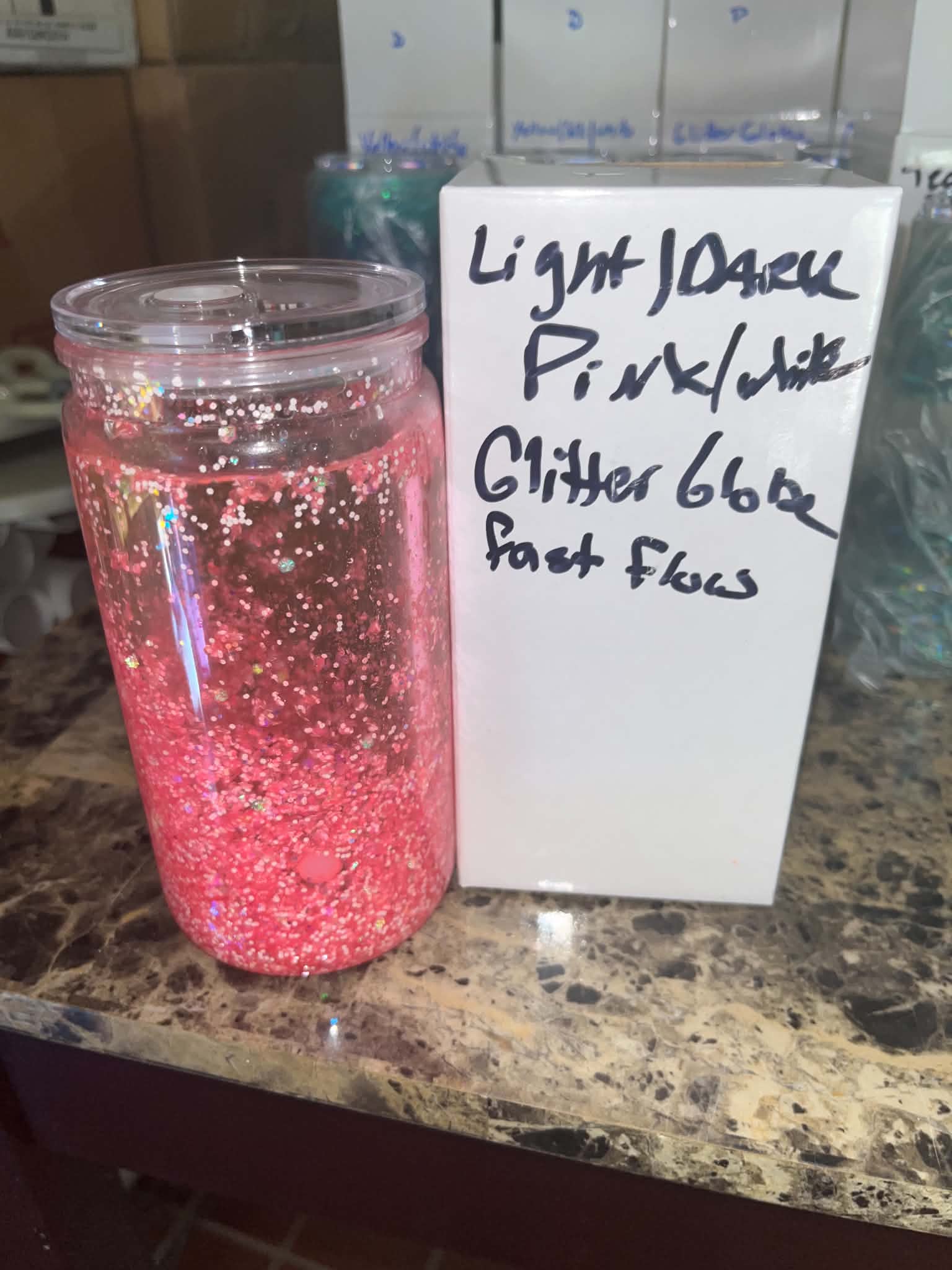 Light/Dark Pink White Glitter Globe