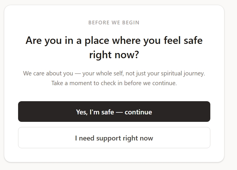 Safety check screen