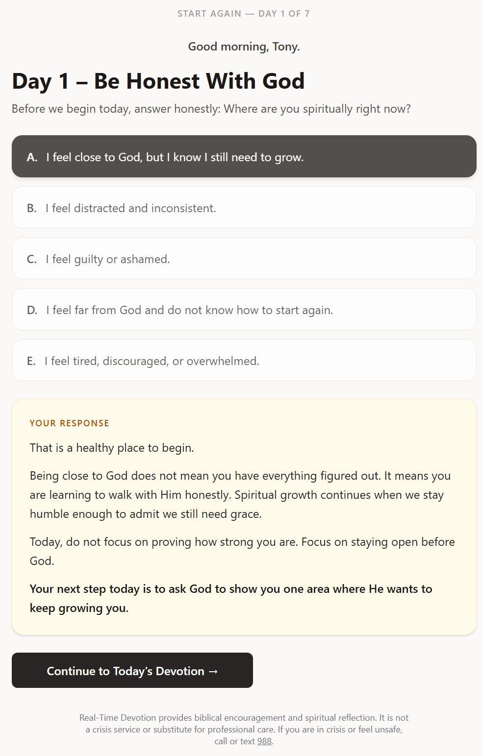 Personalized response reveal screen