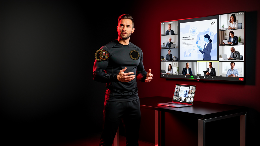 ECA instructor leading a virtual self-defense seminar for a professional team