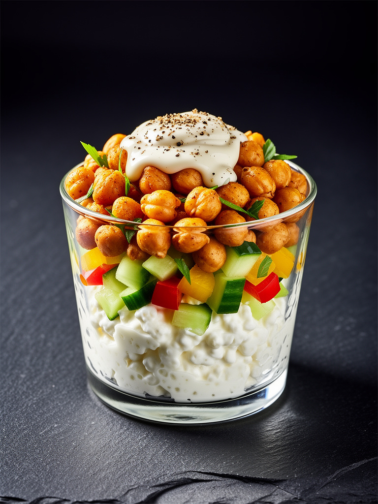 Cottage cheese ranch chickpea crunch cup