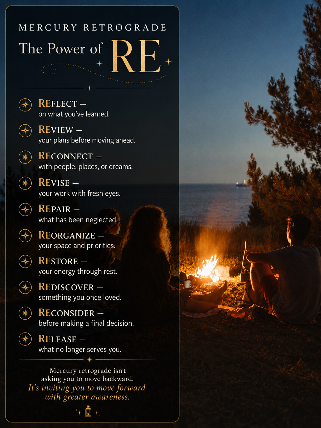 Mercury retrograde infographic about the power of RE