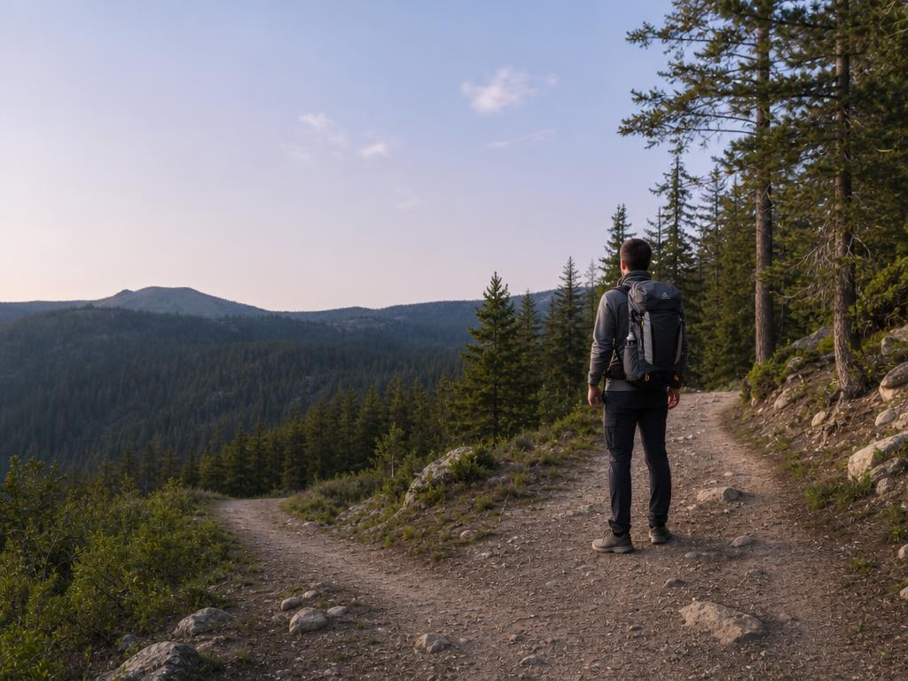 A person hiking outdoors