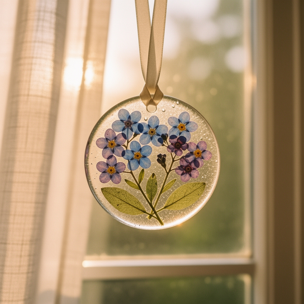 Forget-Me-Not Pressed Flower Suncatcher
