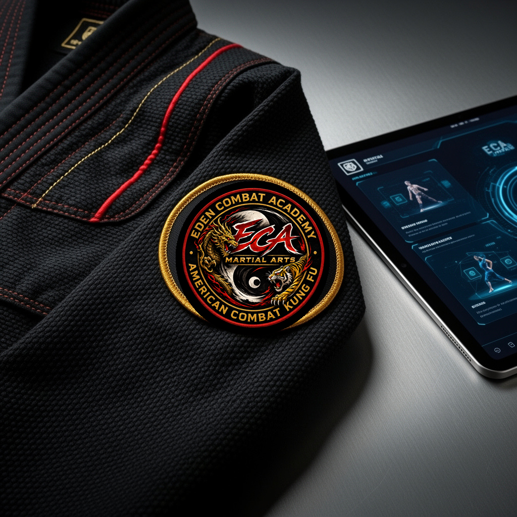 Close training detail featuring the ECA Martial Arts patch