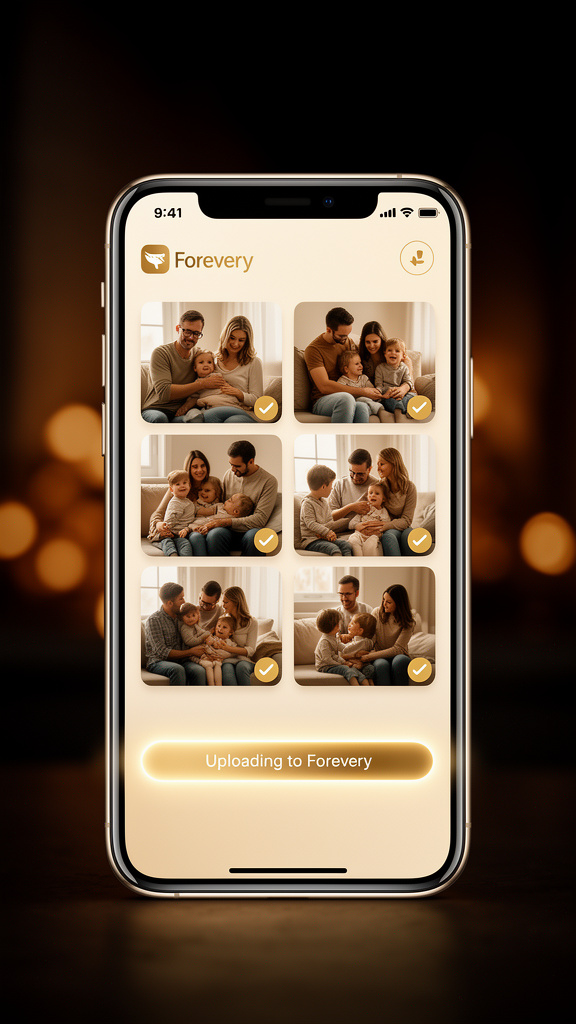 A Forevery upload interface shown on a phone