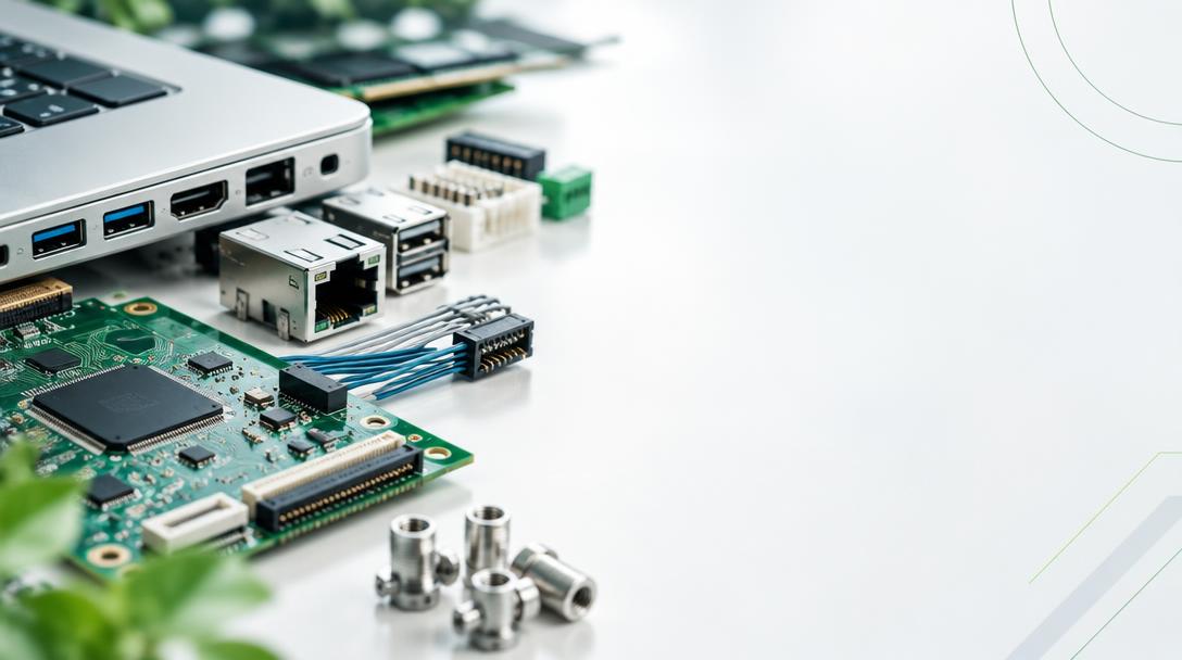 Illustrative close-up of circuit boards and electronic components prepared for recycling