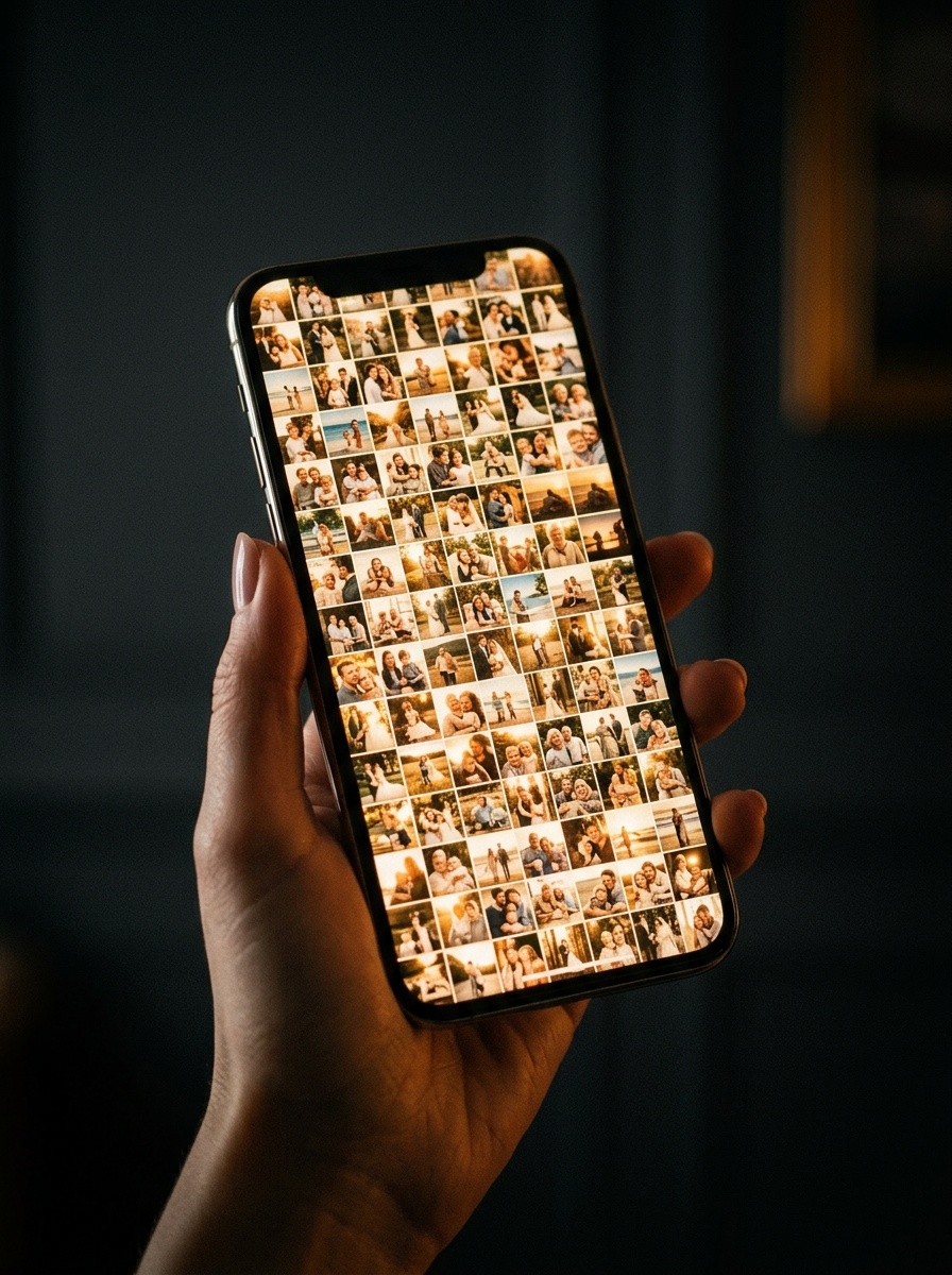 Hands holding printed photographs