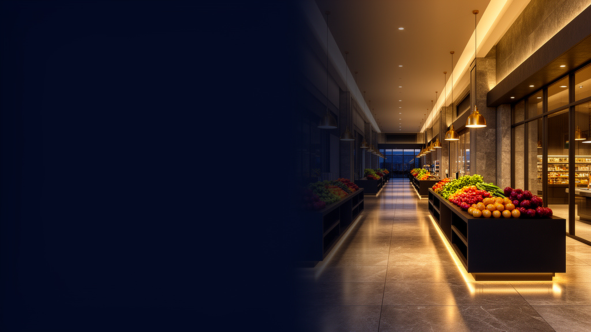 Unbranded retail and restaurant walkway in Las Vegas.