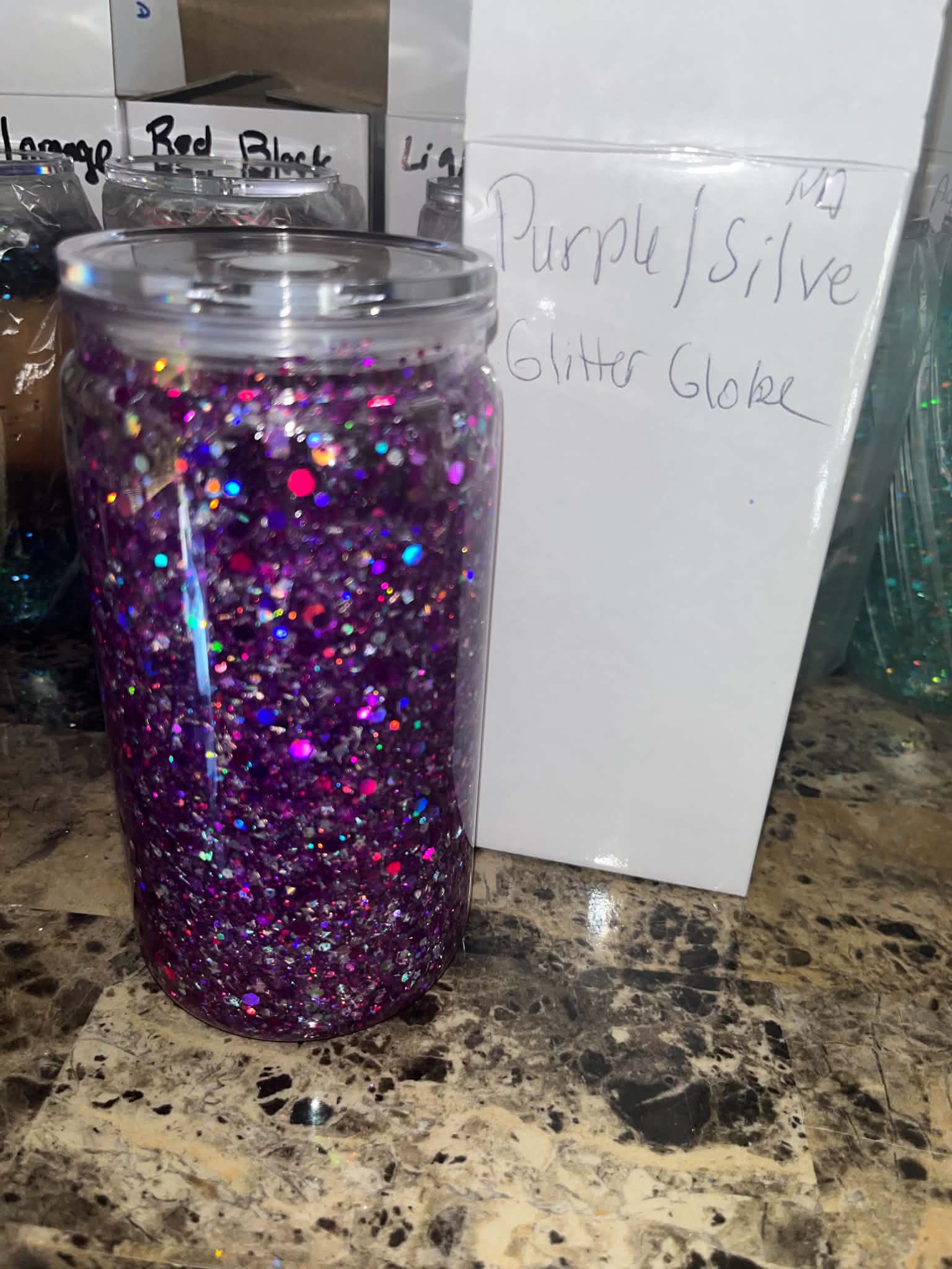 Purple/Silver Glitter Globe