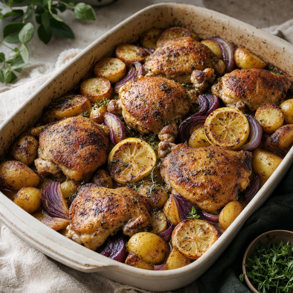 Roasted lemon chicken and potatoes
