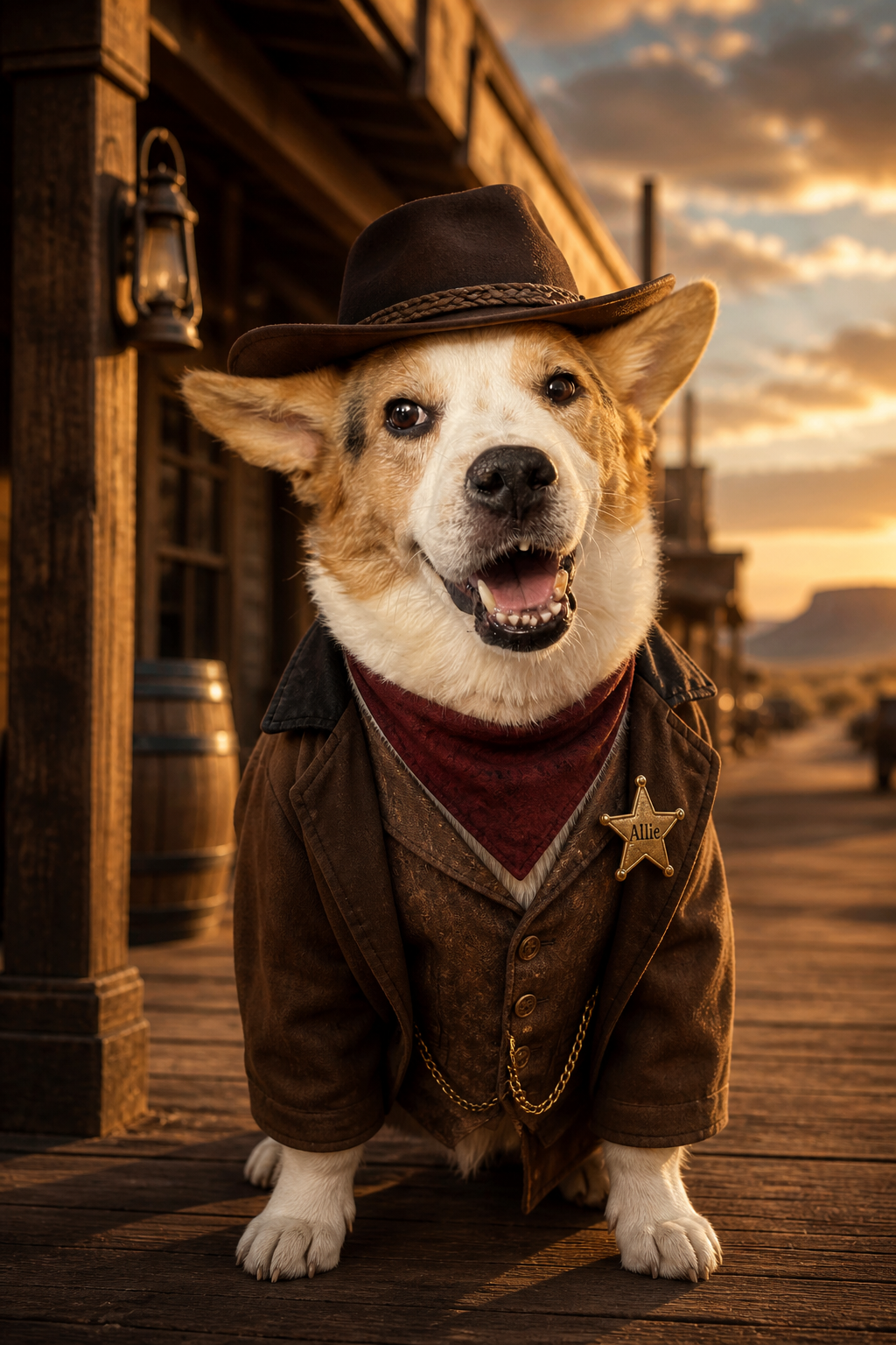 Dog transformed into a Western pet portrait