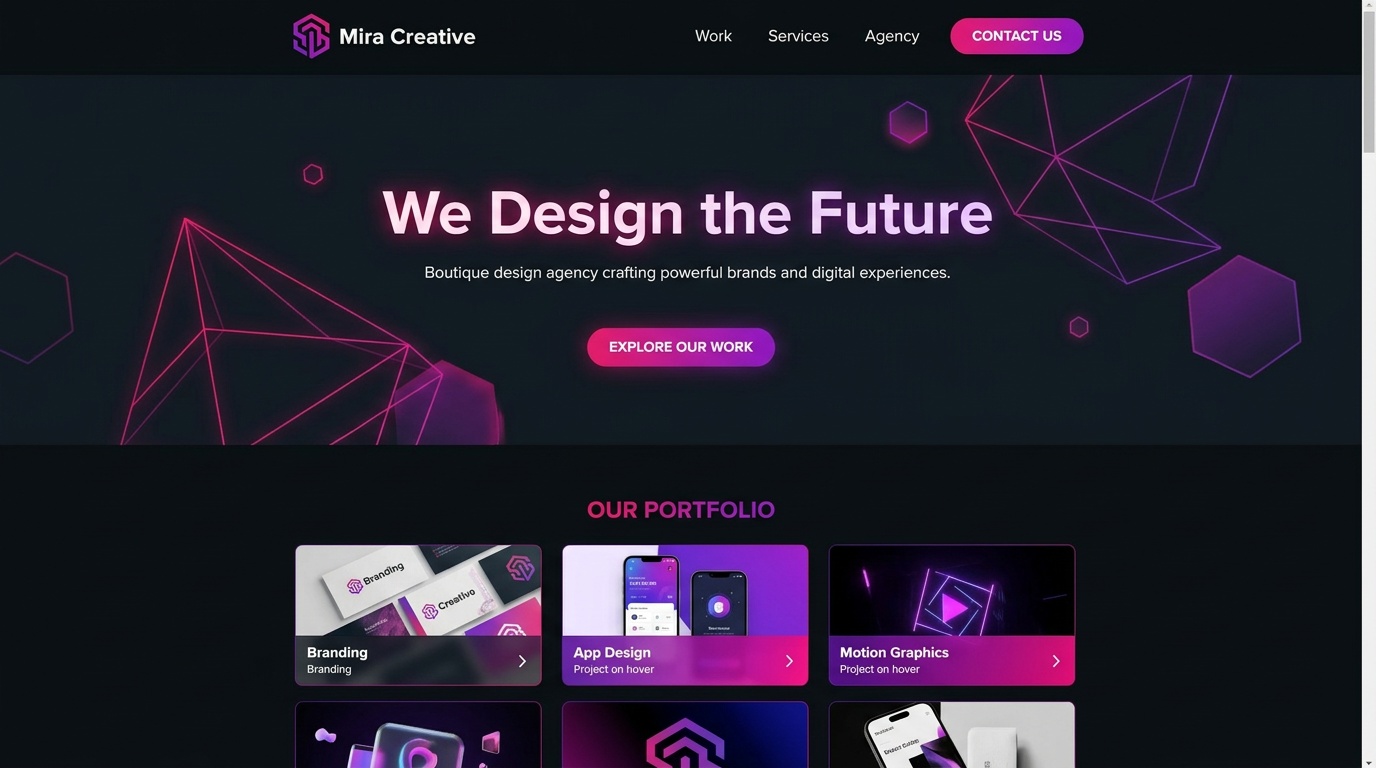 Mira Creative website screenshot