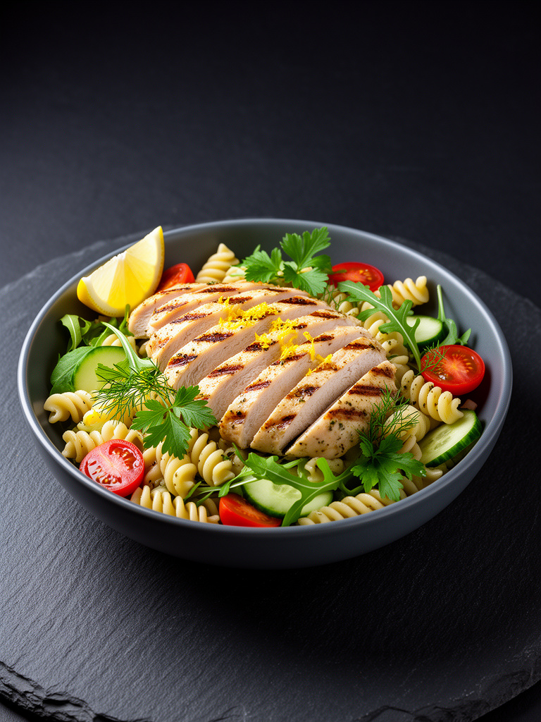Lemon herb chicken pasta salad