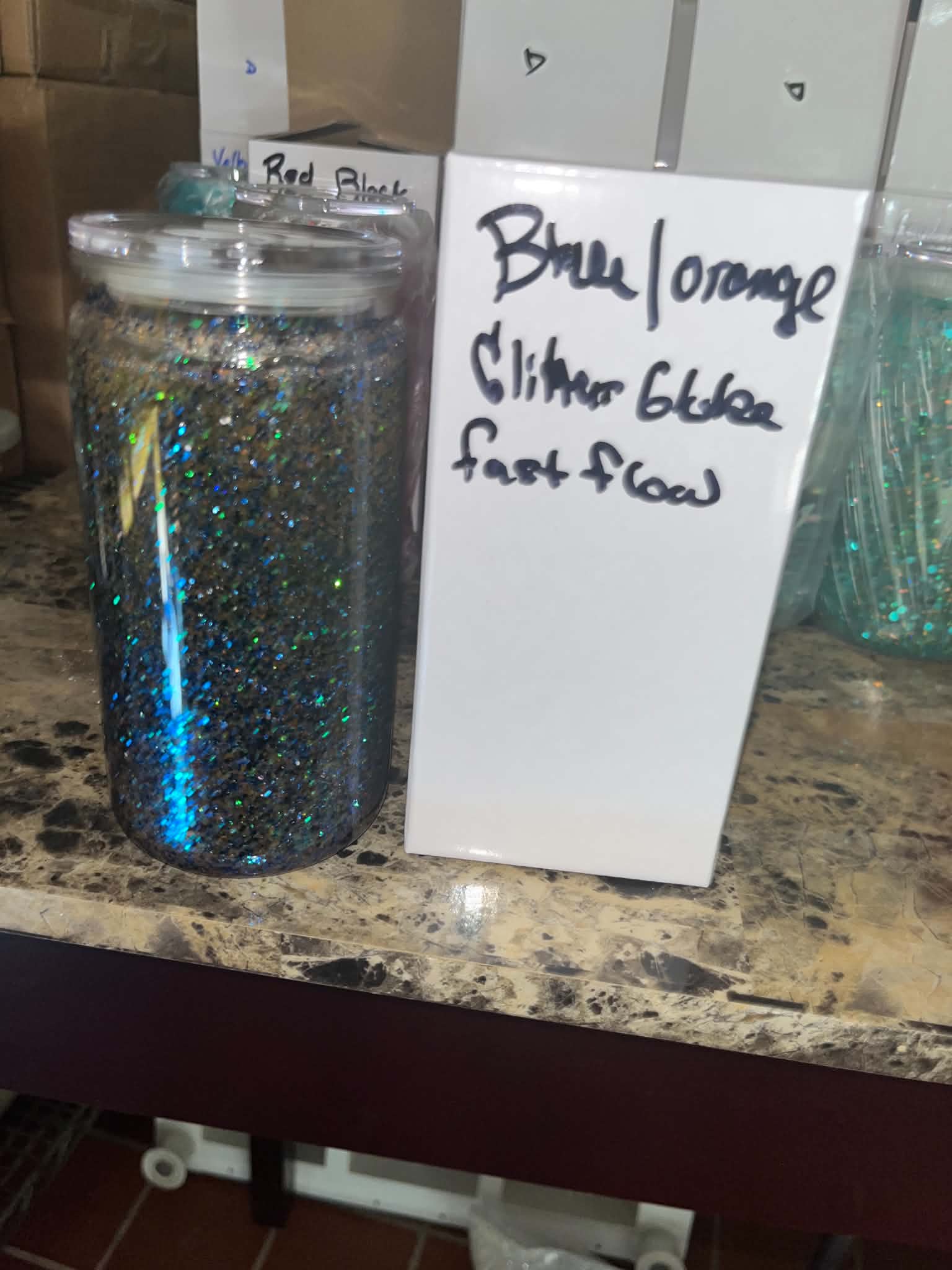 Blue/Orange Glitter Globe