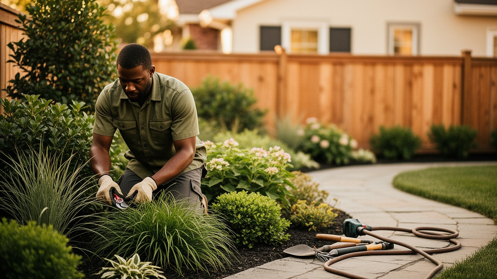 Illustrative landscaping service scene
