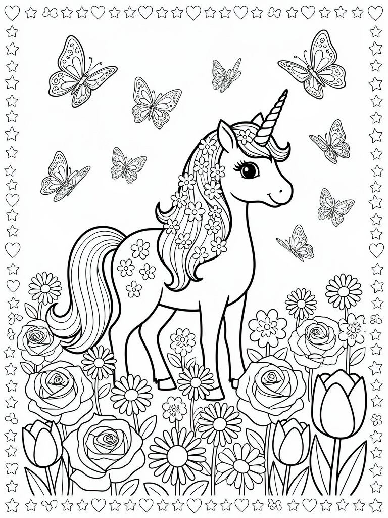 Unicorn in a Flower Field