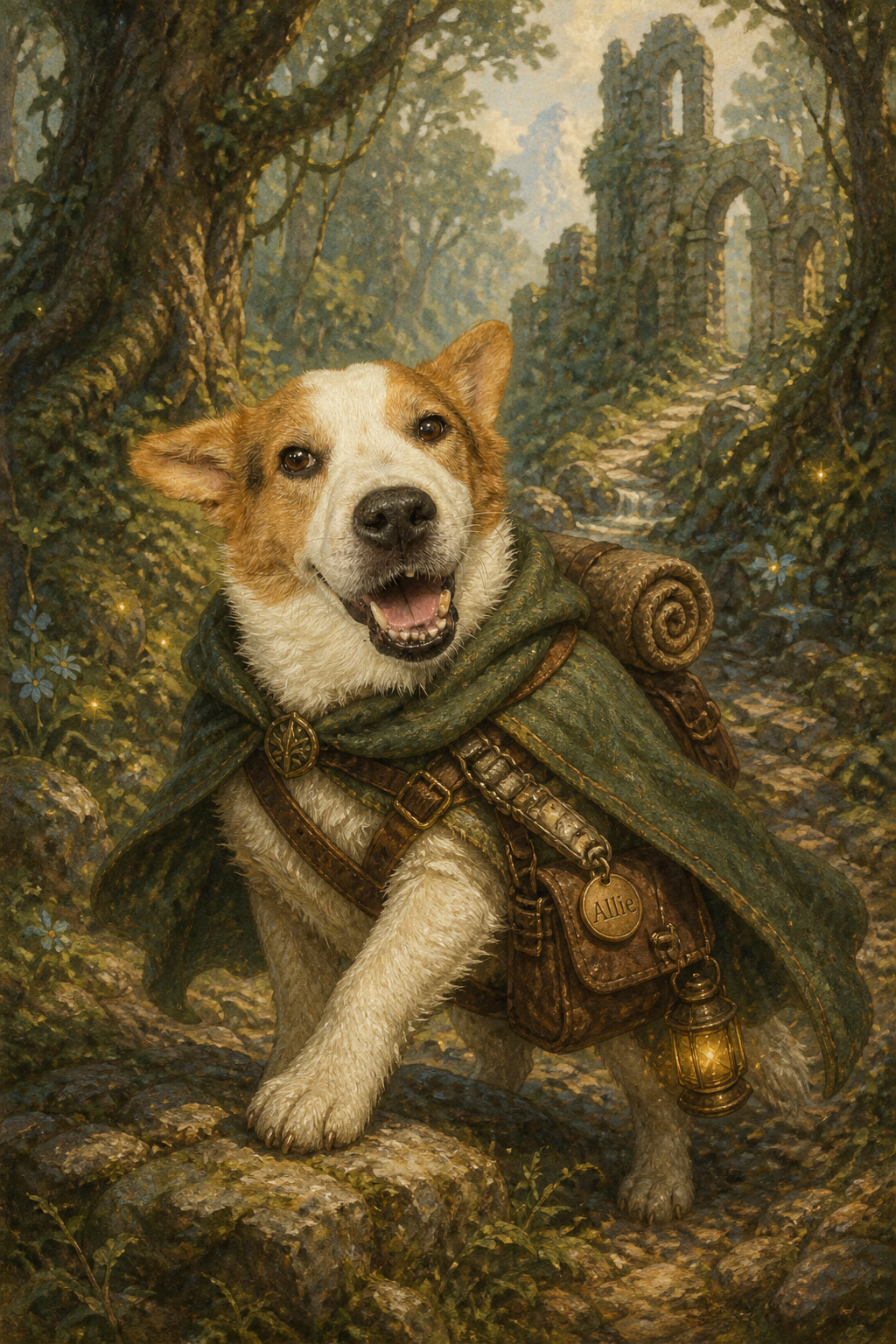 Storybook-style PrimaTails pet portrait