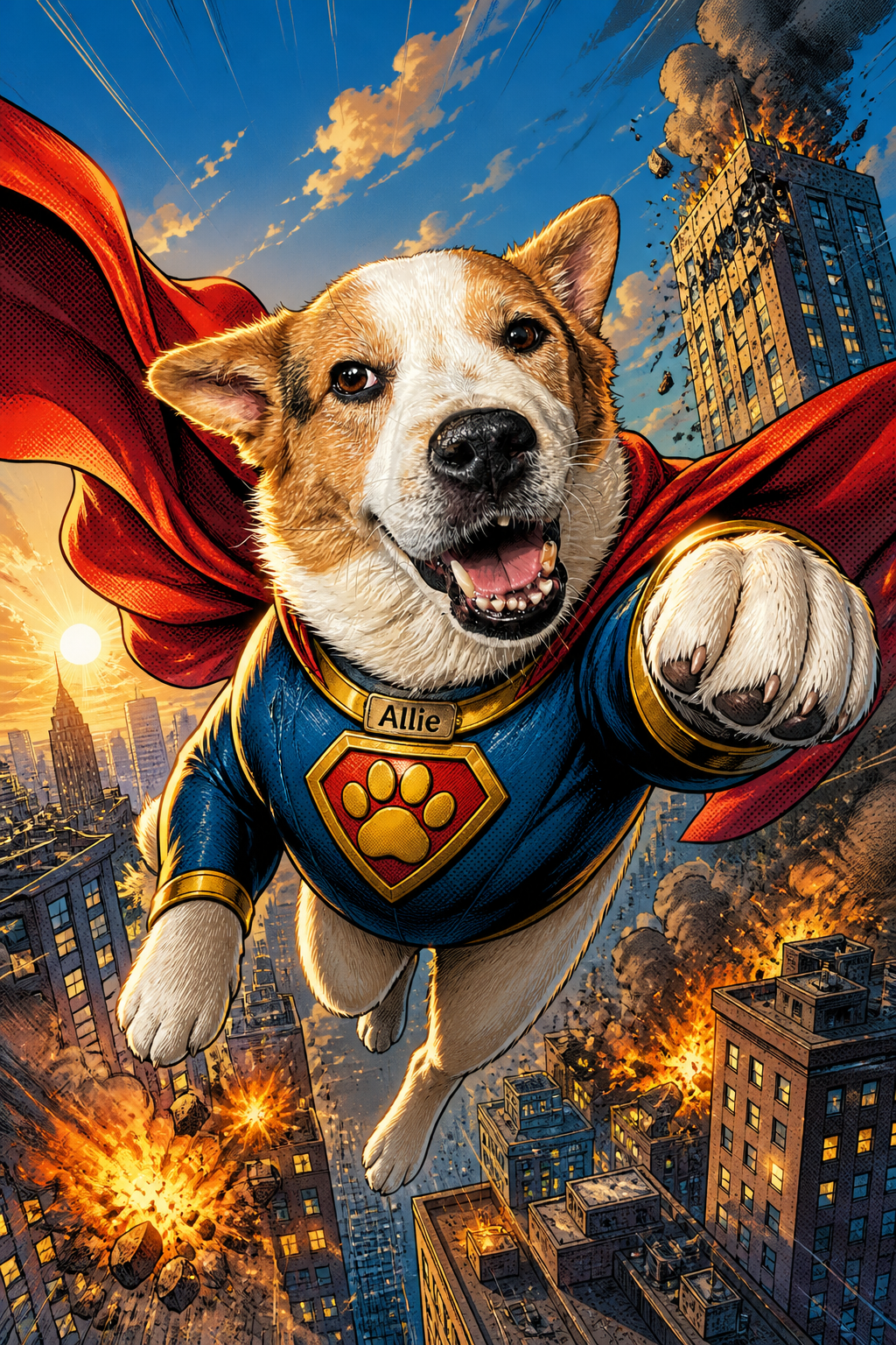 Superhero-style PrimaTails pet portrait