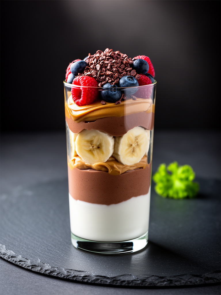 Chocolate peanut butter Greek yogurt parfait