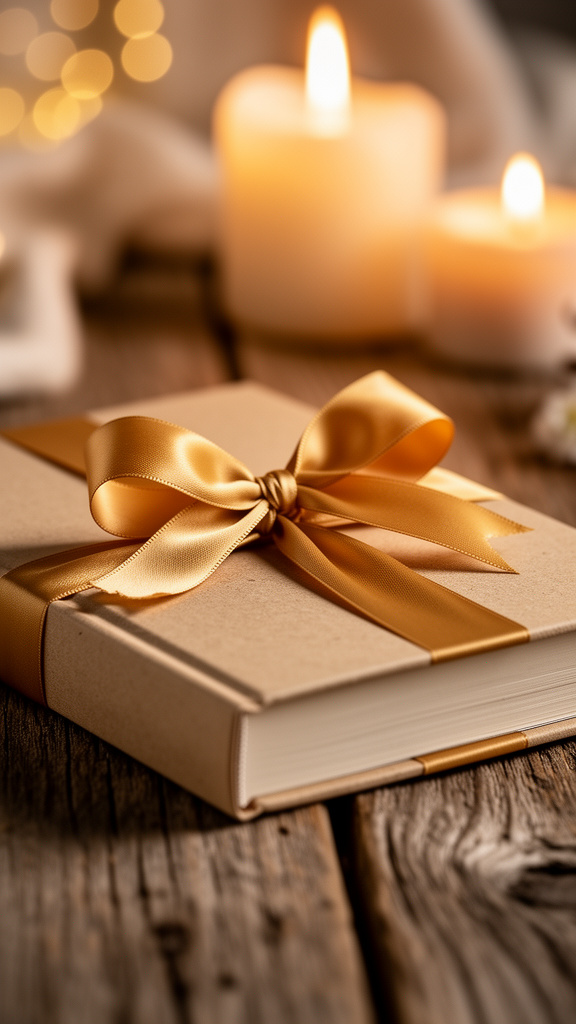 Gift-ready MemoryVerse memory book wrapped with a ribbon.