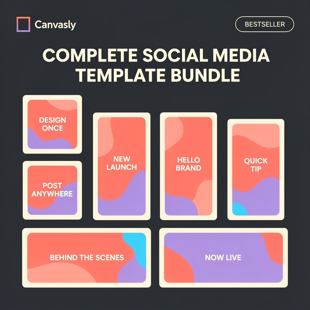 Preview of the Complete Social Media Template Bundle with Canva post and story layouts