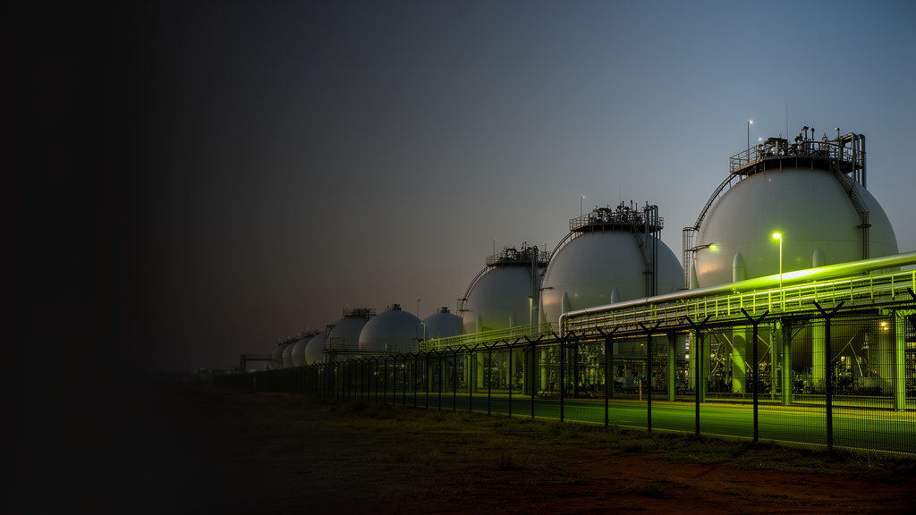 Industrial LPG terminal with storage tanks and pipework